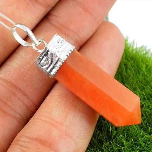 gemsmore:Natural Orange Carnelian Healing Point Pendant gemsmore:Natural Orange Carnelian Healing Point Pendant