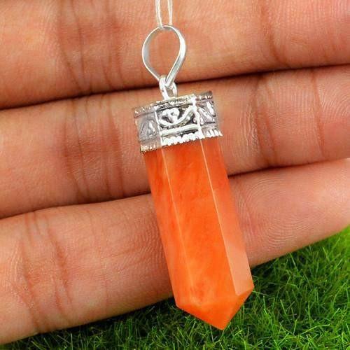 gemsmore:Natural Orange Carnelian Healing Point Pendant gemsmore:Natural Orange Carnelian Healing Point Pendant