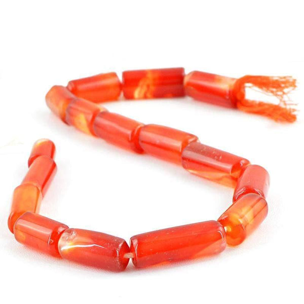 gemsmore:Natural Orange Onyx Drilled Beads Strand