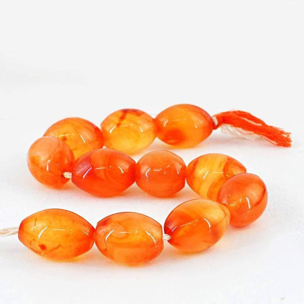 gemsmore:Natural Orange Onyx Drilled Beads Strand