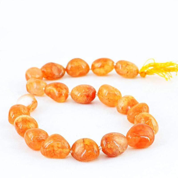 gemsmore:Natural Orange Onyx Unheated Beads Strand