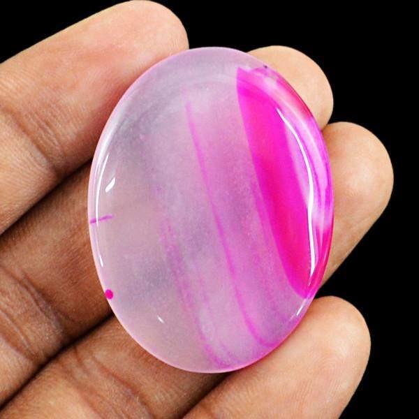 gemsmore:Natural Oval Shape Worry Stone Pink Onyx Loose Gemstone