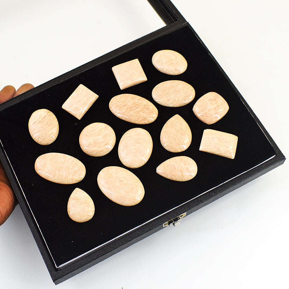 gemsmore:Natural Peach Moonstone Untreated Gemstone Cabochon Lot gemsmore:Natural Peach Moonstone Untreated Gemstone Cabochon Lot