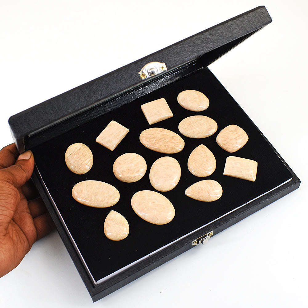 gemsmore:Natural Peach Moonstone Untreated Gemstone Cabochon Lot gemsmore:Natural Peach Moonstone Untreated Gemstone Cabochon Lot