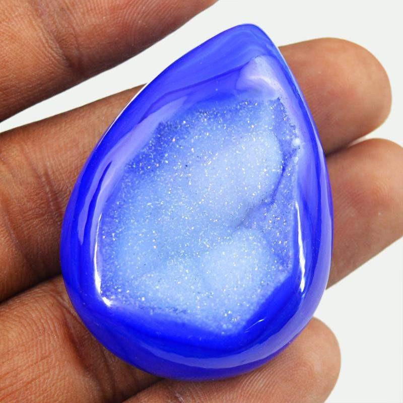 gemsmore:Natural Pear Shape Blue Druzy Onyx Unheated Loose Gemstone gemsmore:Natural Pear Shape Blue Druzy Onyx Unheated Loose Gemstone