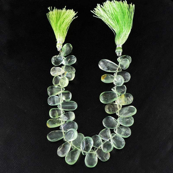 gemsmore:Natural Pear Shape Green Fluorite Beads Strand