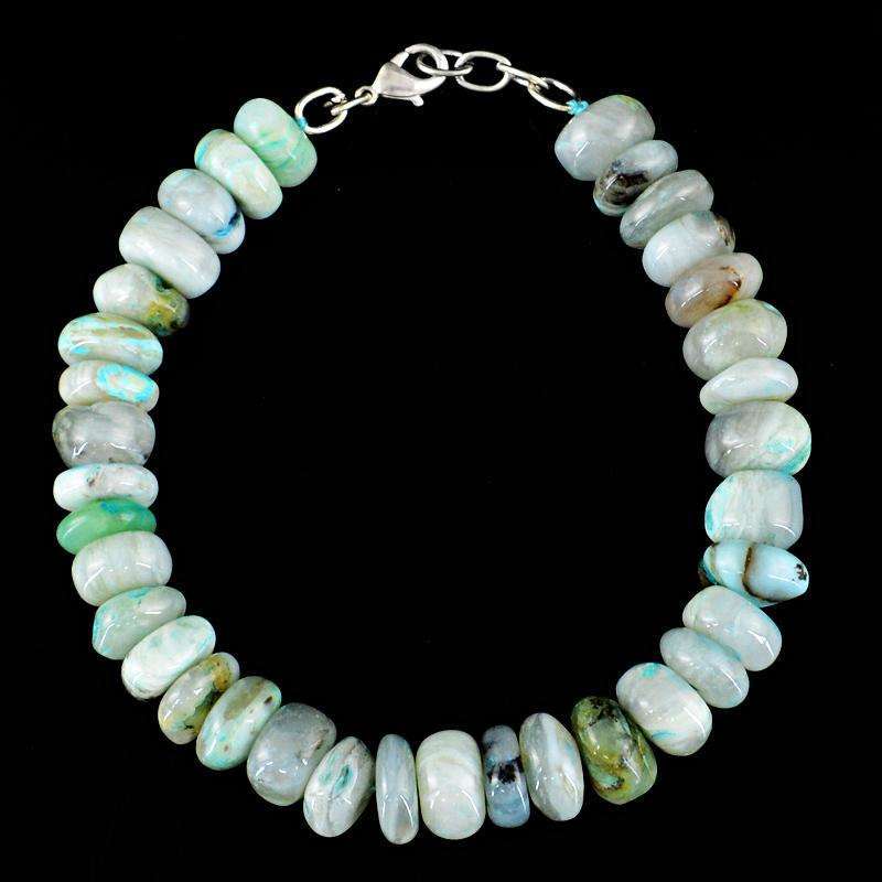 gemsmore:Natural Peruvian Opal Beads Bracelet - Round Shape gemsmore:Natural Peruvian Opal Beads Bracelet - Round Shape