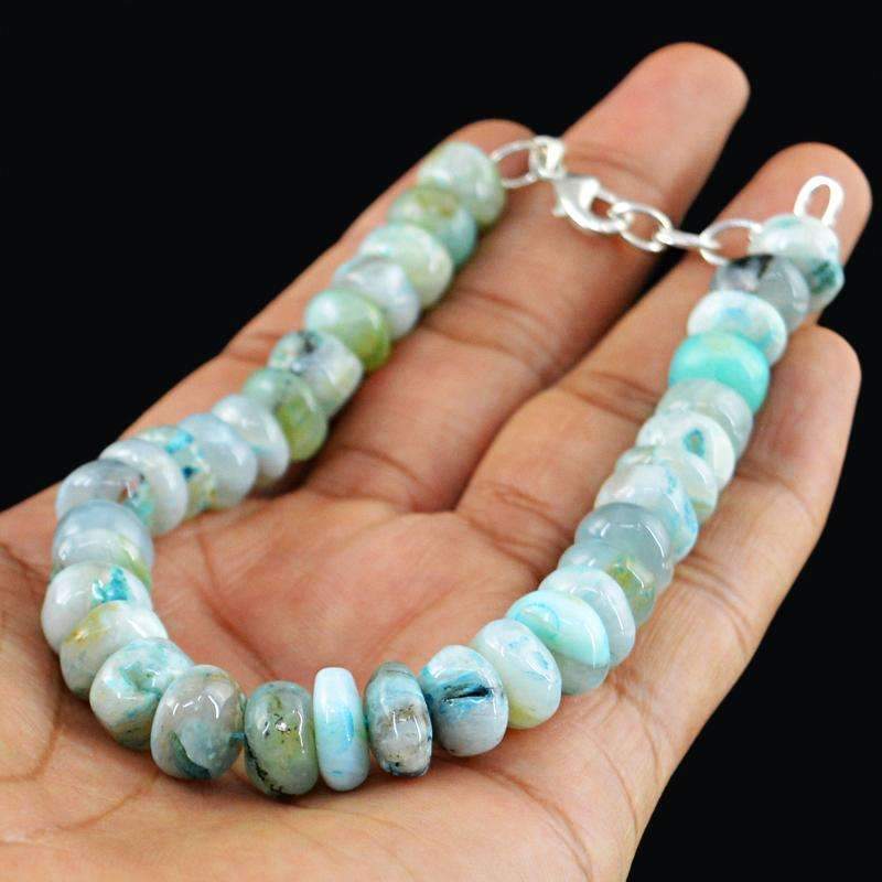 gemsmore:Natural Peruvian Opal Bracelet Round Shape Beads gemsmore:Natural Peruvian Opal Bracelet Round Shape Beads
