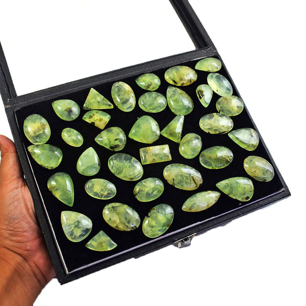 gemsmore:Natural Phrenite Untreated Gemstone Cabochon Lot gemsmore:Natural Phrenite Untreated Gemstone Cabochon Lot