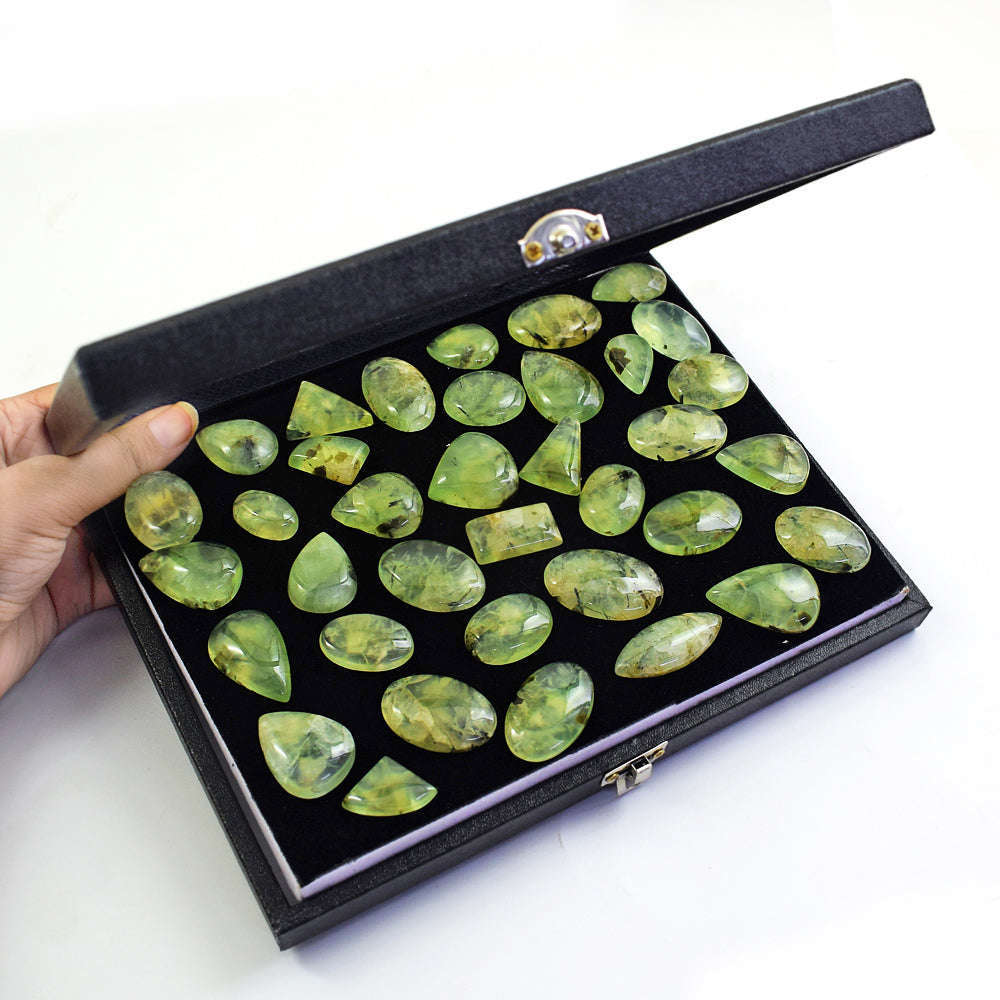 gemsmore:Natural Phrenite Untreated Gemstone Cabochon Lot gemsmore:Natural Phrenite Untreated Gemstone Cabochon Lot