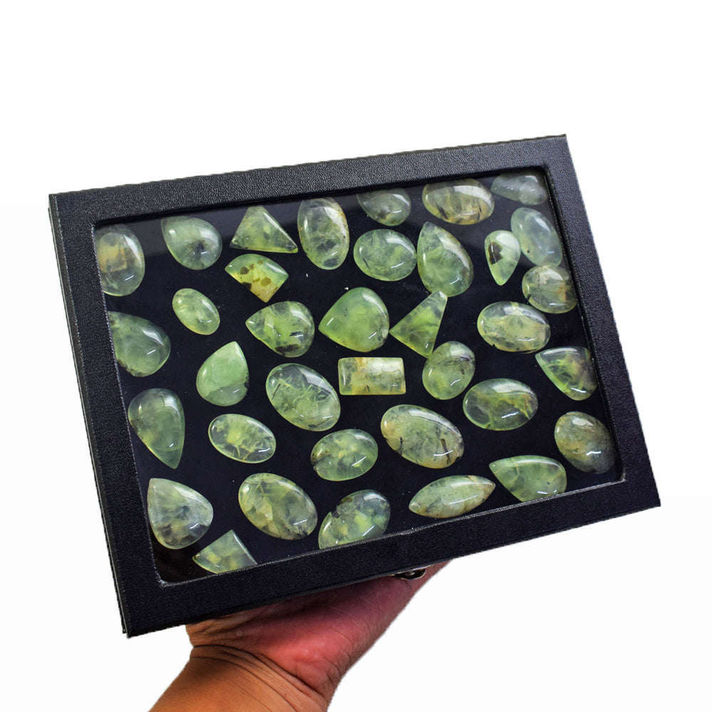 gemsmore:Natural Phrenite Untreated Gemstone Cabochon Lot gemsmore:Natural Phrenite Untreated Gemstone Cabochon Lot
