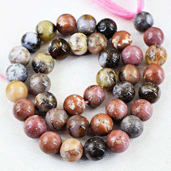 gemsmore:Natural Pink Australian Opal Round Shape Drilled Beads Strand