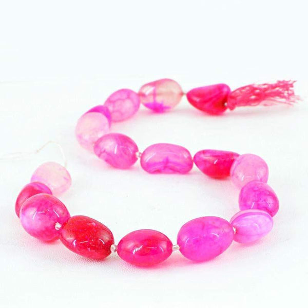 gemsmore:Natural Pink Onyx Drilled Beads Strand