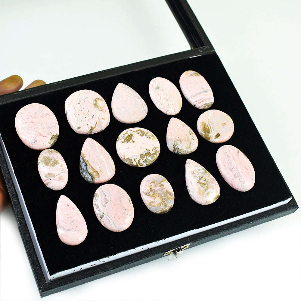 gemsmore:Natural Pink Rhodocrosite Untreated Gemstone Cabochon Lot gemsmore:Natural Pink Rhodocrosite Untreated Gemstone Cabochon Lot