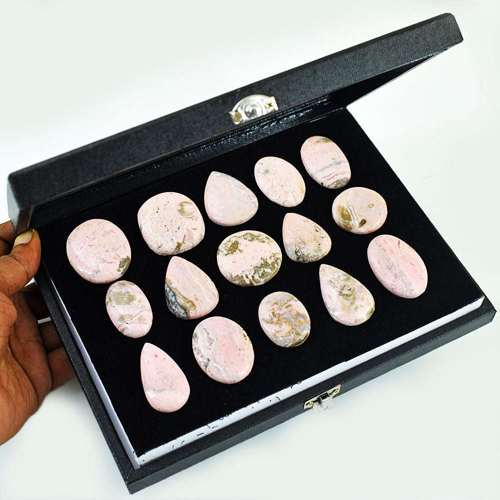 gemsmore:Natural Pink Rhodocrosite Untreated Gemstone Cabochon Lot gemsmore:Natural Pink Rhodocrosite Untreated Gemstone Cabochon Lot