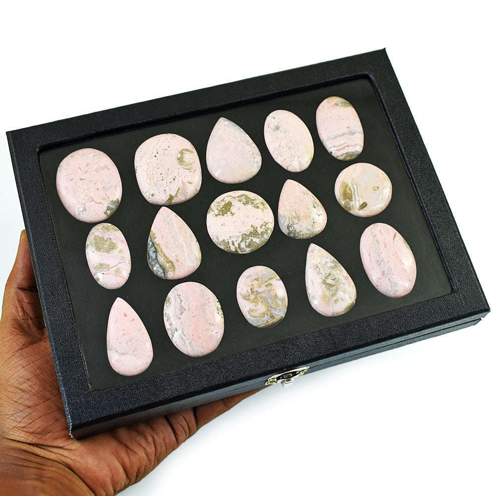 gemsmore:Natural Pink Rhodocrosite Untreated Gemstone Cabochon Lot gemsmore:Natural Pink Rhodocrosite Untreated Gemstone Cabochon Lot