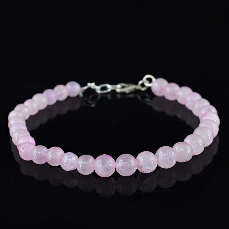 gemsmore:Natural Pink Rose Quartz Bracelet Round Shape Beads gemsmore:Natural Pink Rose Quartz Bracelet Round Shape Beads
