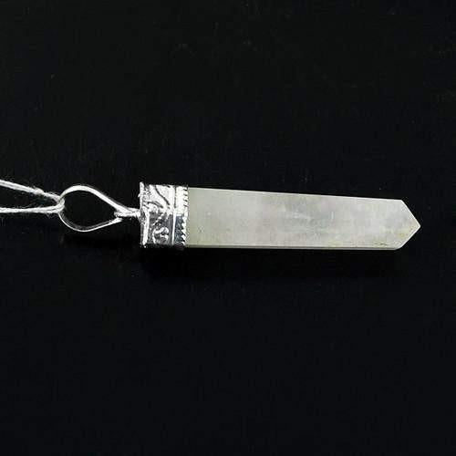 gemsmore:Natural Pink Rose Quartz Healing Point Pendant gemsmore:Natural Pink Rose Quartz Healing Point Pendant