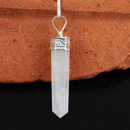 gemsmore:Natural Pink Rose Quartz Healing Point Pendant gemsmore:Natural Pink Rose Quartz Healing Point Pendant
