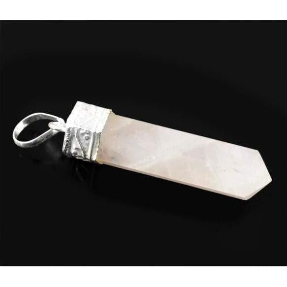 gemsmore:Natural Pink Rose Quartz Healing Point Pendant gemsmore:Natural Pink Rose Quartz Healing Point Pendant