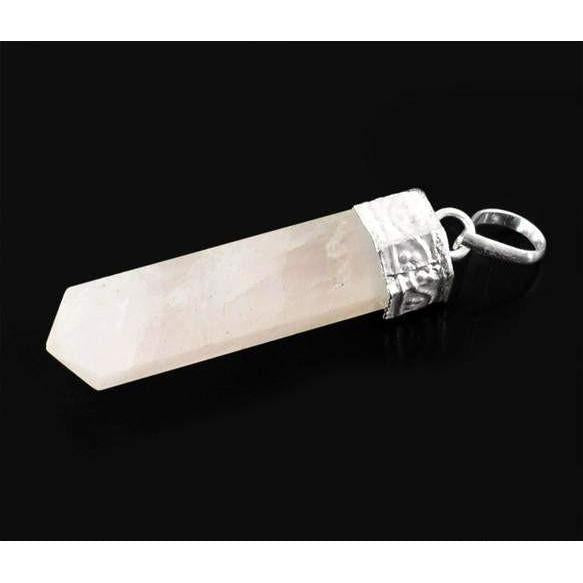 gemsmore:Natural Pink Rose Quartz Healing Point Pendant gemsmore:Natural Pink Rose Quartz Healing Point Pendant