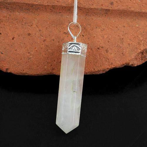 gemsmore:Natural Pink Rose Quartz Healing Point Pendant gemsmore:Natural Pink Rose Quartz Healing Point Pendant