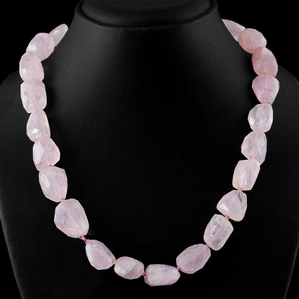 ブレスレット LESS IS MORE rose gemstone ball necklace natural-pink-rose-quartz-