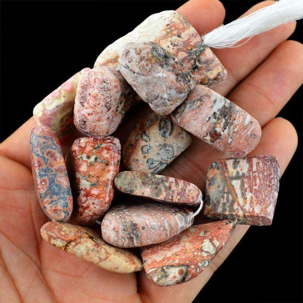 gemsmore:Natural Poppy Jasper Beads Strand - Drilled