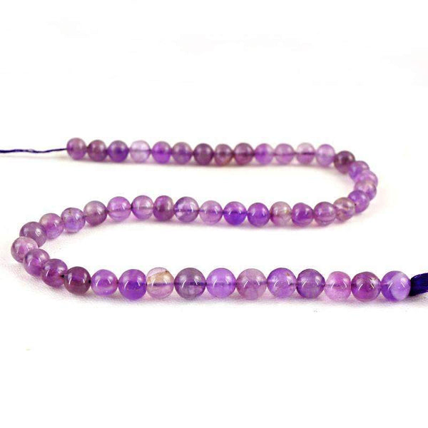 gemsmore:Natural Purple Amethyst Beads Strand - Round Shape Drilled