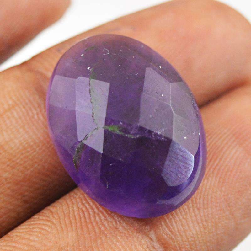 gemsmore:Natural Purple Amethyst Gemstone - Faceted Oval Shape gemsmore:Natural Purple Amethyst Gemstone - Faceted Oval Shape