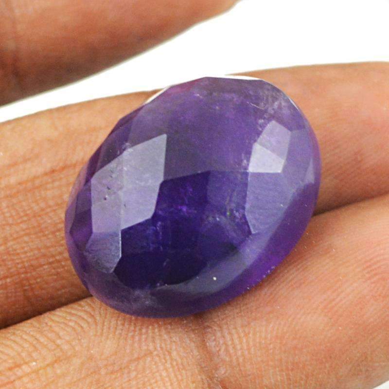 gemsmore:Natural Purple Amethyst Gemstone - Faceted Oval Shape gemsmore:Natural Purple Amethyst Gemstone - Faceted Oval Shape