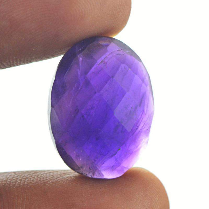 gemsmore:Natural Purple Amethyst Oval Shape Faceted Gemstone gemsmore:Natural Purple Amethyst Oval Shape Faceted Gemstone