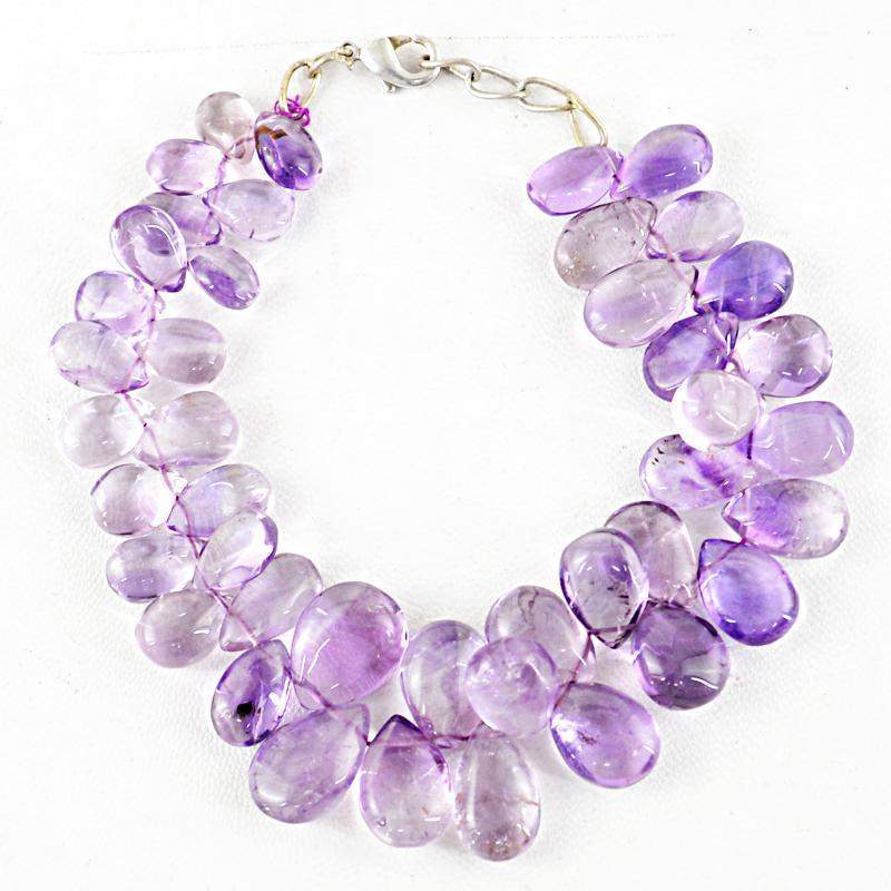 gemsmore:Natural Purple Amethyst Pear Shape Beads Bracelet gemsmore:Natural Purple Amethyst Pear Shape Beads Bracelet