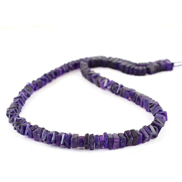 gemsmore:Natural Purple Amethyst Untreated Drilled Beads Strand