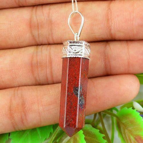 gemsmore:Natural Red Jasper Healing Point Pendant gemsmore:Natural Red Jasper Healing Point Pendant
