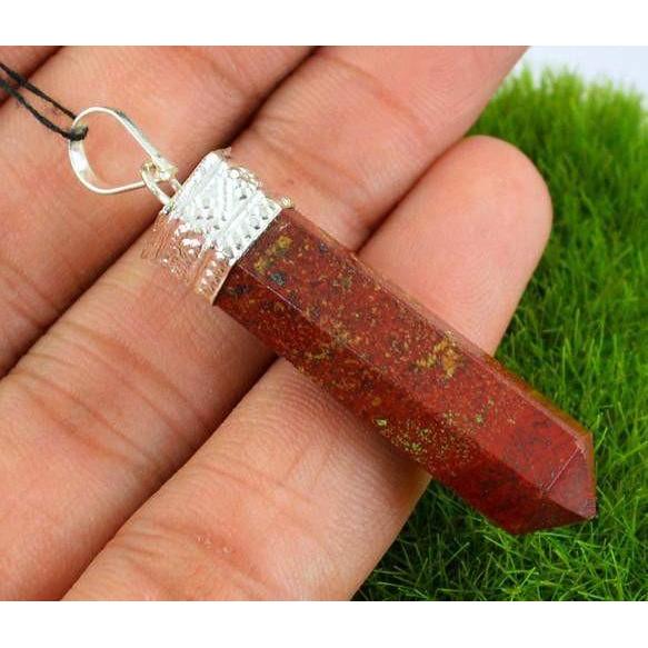 gemsmore:Natural Red Jasper Healing Point Pendant gemsmore:Natural Red Jasper Healing Point Pendant