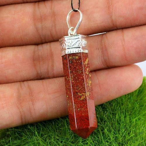 gemsmore:Natural Red Jasper Healing Point Pendant gemsmore:Natural Red Jasper Healing Point Pendant