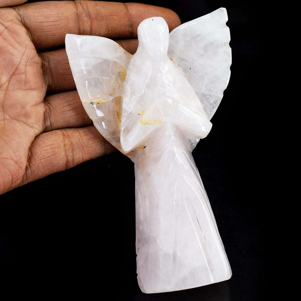gemsmore:Natural Rose Quartz Hand Carved Genuine Crystal Gemstone Carving Praying Angel gemsmore:Natural Rose Quartz Hand Carved Genuine Crystal Gemstone Carving Praying Angel