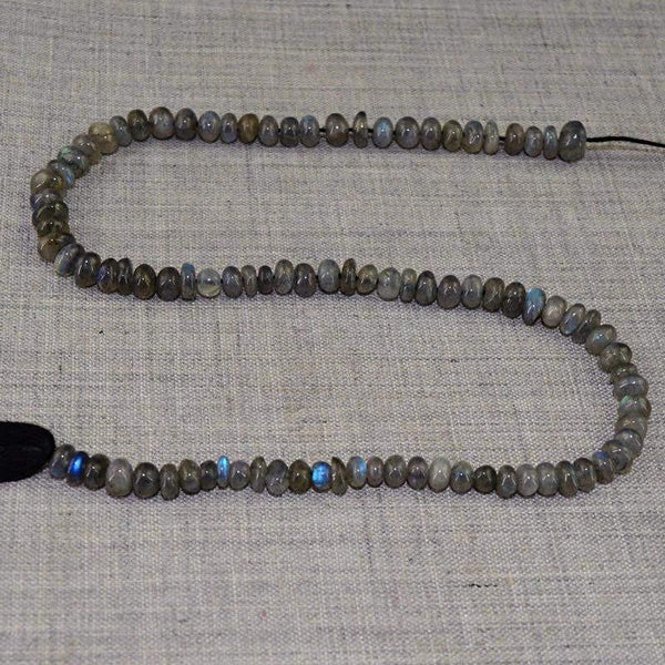 gemsmore:Natural Round Shape Blue Flash Labradorite Beads Strand