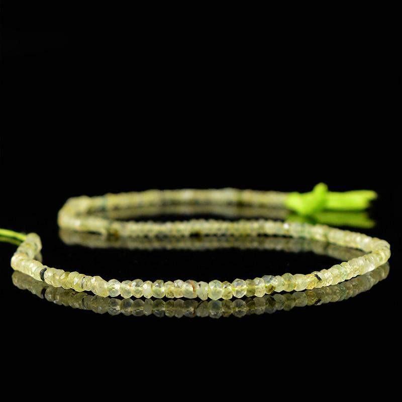 gemsmore:Natural Round Shape Green Phrenite Faceted Beads Strand gemsmore:Natural Round Shape Green Phrenite Faceted Beads Strand