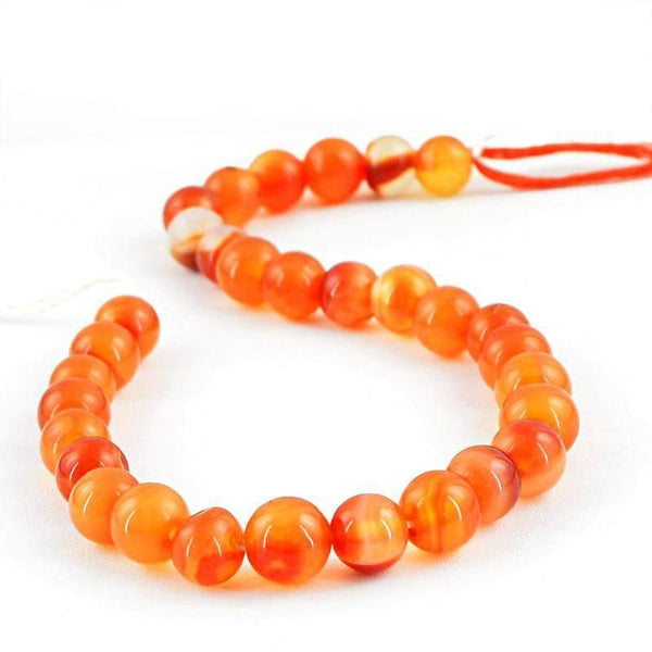 gemsmore:Natural Round Shape Orange Onyx Beads Strand