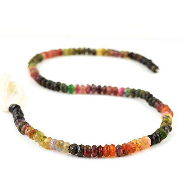 gemsmore:Natural Round Shape Watermelon Tourmaline Faceted Drilled Beads Strand