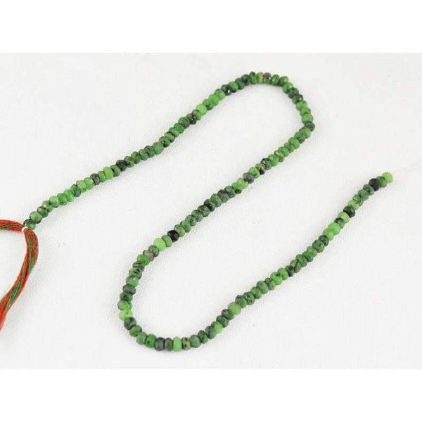 gemsmore:Natural Ruby Ziosite Drilled Beads Strand Faceted Round Shape