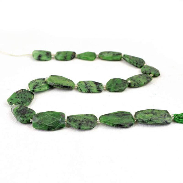 gemsmore:Natural Ruby Ziosite Faceted Beads Strand