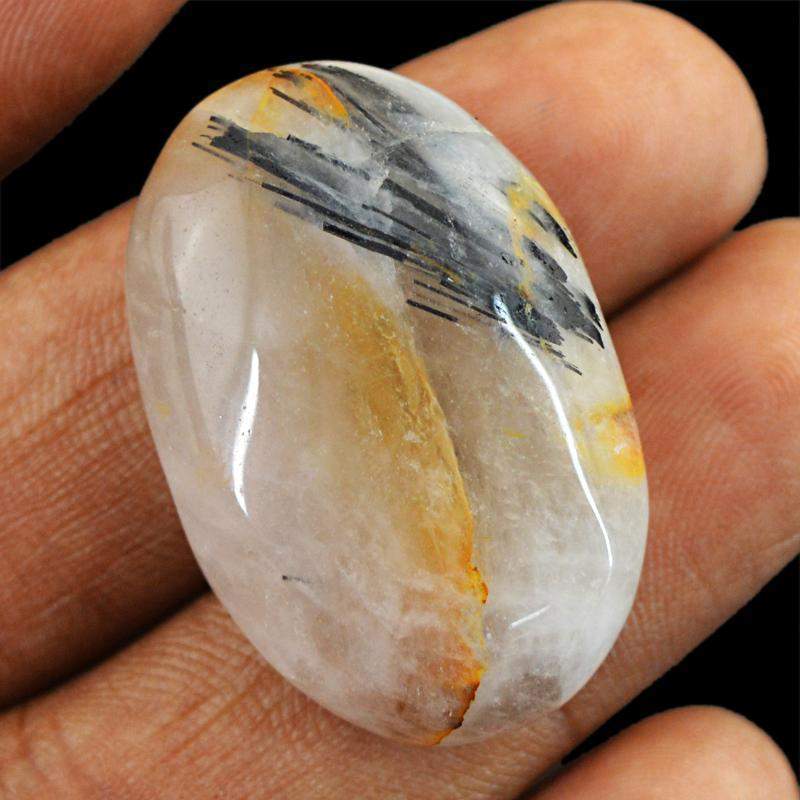 gemsmore:Natural Rutile Quartz Oval Shape Unheated Gemstone gemsmore:Natural Rutile Quartz Oval Shape Unheated Gemstone
