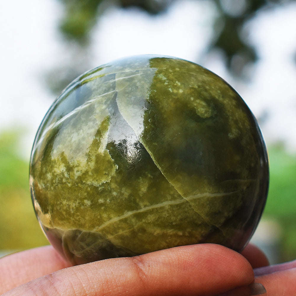 gemsmore:Natural Serpentine Hand Carved Crystal Healing Ball gemsmore:Natural Serpentine Hand Carved Crystal Healing Ball