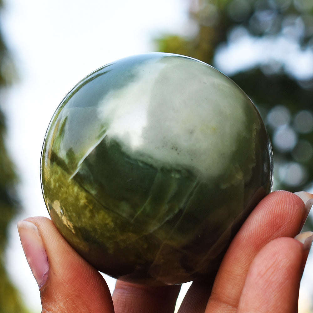 gemsmore:Natural Serpentine Hand Carved Crystal Healing Ball gemsmore:Natural Serpentine Hand Carved Crystal Healing Ball