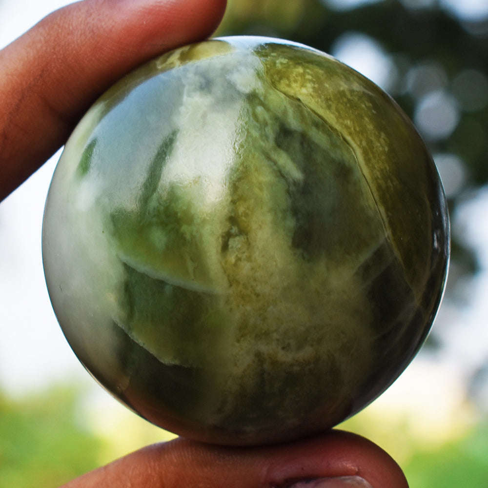gemsmore:Natural Serpentine Hand Carved Crystal Healing Ball gemsmore:Natural Serpentine Hand Carved Crystal Healing Ball