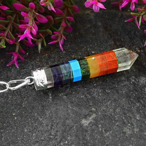 gemsmore:Natural Seven Chakra AAA Healing Point Pendant gemsmore:Natural Seven Chakra AAA Healing Point Pendant