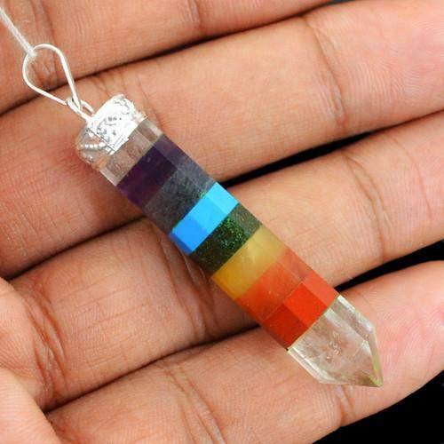 gemsmore:Natural Seven Chakra AAA Healing Point Pendant gemsmore:Natural Seven Chakra AAA Healing Point Pendant